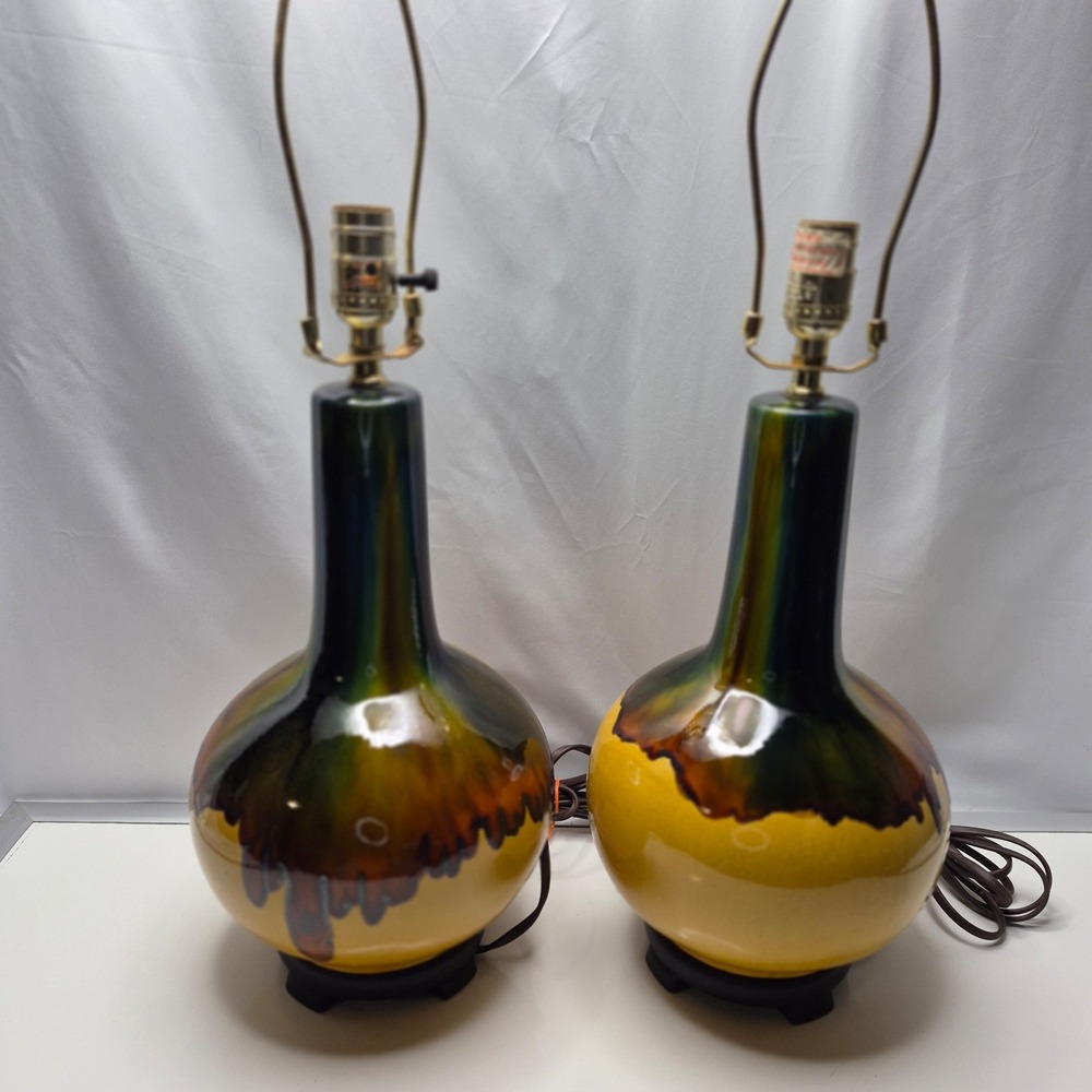Vintage MCM Drip Glaze Table Lamps